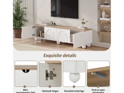 Móvel de TV 180x40x45 cm - 4 portas - design moderno - MDF - Branco + Natural