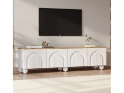 Móvel de TV 180x40x45 cm - 4 portas - design moderno - MDF - Branco + Natural