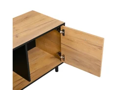 Móvel de TV 180x32.5x50 cm - 3 portas e 1 gaveta - Armazenamento semifechado - Painéis de partículas - Preto e natural