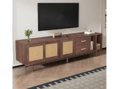 Móvel de TV 190x40x52 cm - com 2 gavetas - com compartimentos de armazenamento - para TV de 75" - castanho