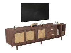 Móvel de TV 190x40x52 cm - com 2 gavetas - com compartimentos de armazenamento - para TV de 75" - castanho