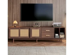 Móvel de TV 190x40x52 cm - com 2 gavetas - com compartimentos de armazenamento - para TV de 75
