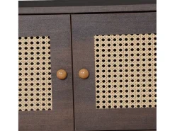 Móvel de TV 200x37x49,5 cm - com 2 portas de vime - 2 gavetas - para TV de 80 polegadas - castanho