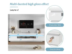 Móvel de TV 175x38x45 cm - com 2 portas e 1 gaveta - com iluminação LED - Acabamento brilhante - Branco