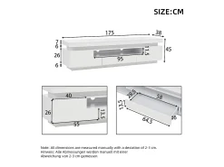 Móvel de TV 175x38x45 cm - com 2 portas e 1 gaveta - com iluminação LED - Acabamento brilhante - Branco