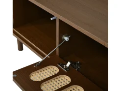 Móvel de TV 180x40x40 cm - Design em rattan - 2 portas de enrolar e 1 porta basculante - MDF - Marrom