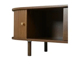Móvel de TV 180x40x40 cm - Design em rattan - 2 gavetas e 2 portas de correr - MDF - Marrom