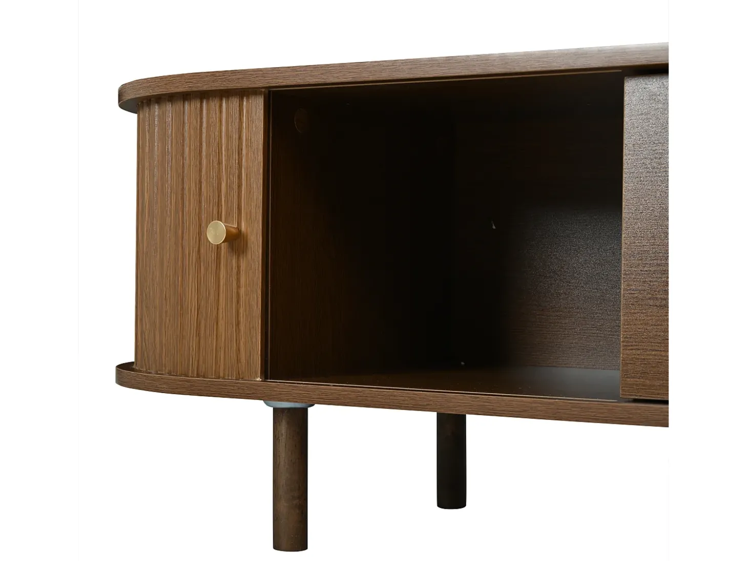 Móvel de TV 180x40x40 cm - Design em rattan - 2 gavetas e 2 portas de correr - MDF - Marrom