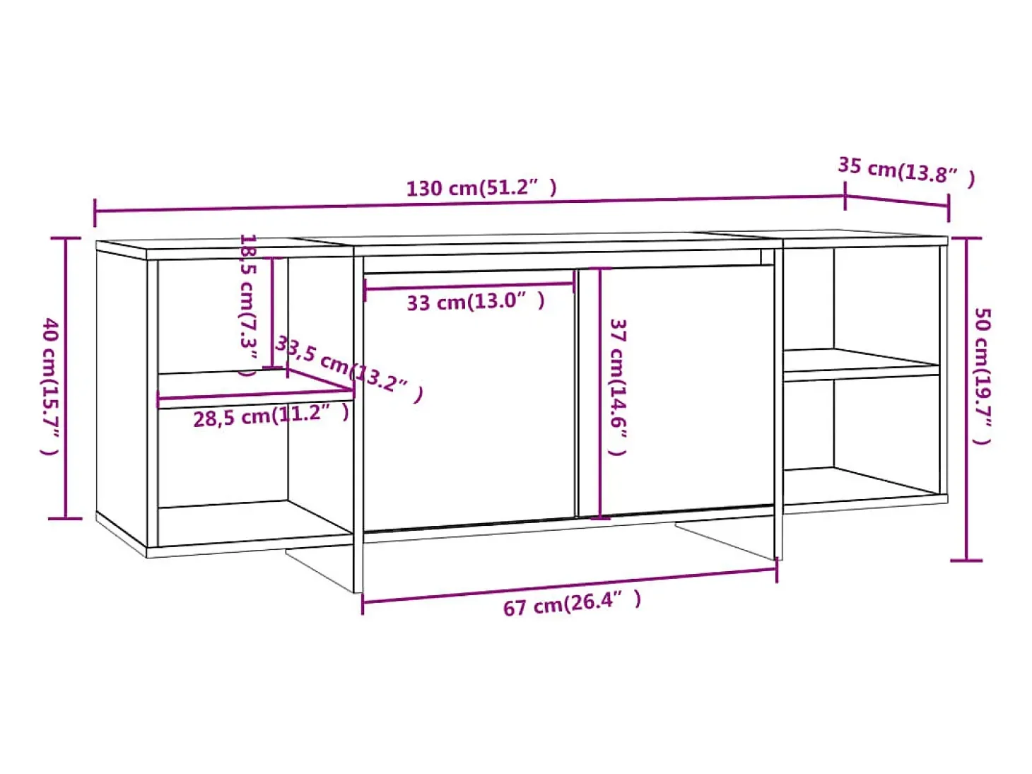 Móvel de TV 130x35x50 cm aglomerado cor carvalho sonoma