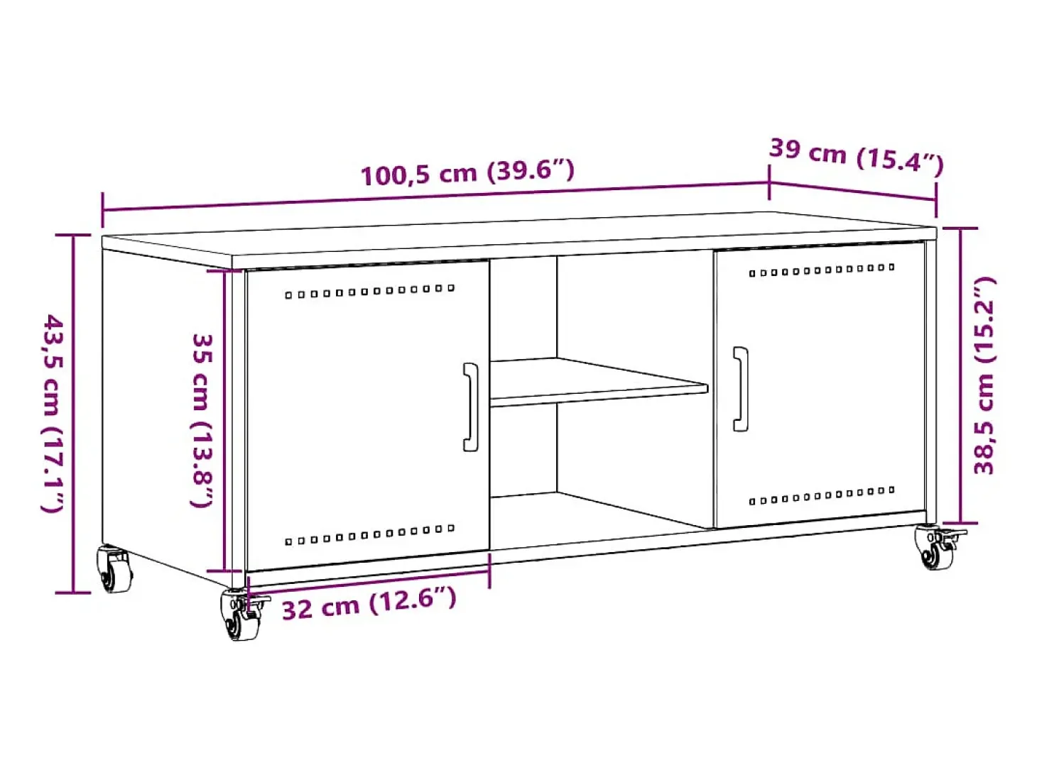 Móvel de TV 100,5x39x43,5 cm aço antracite