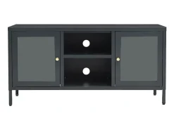 Móvel de TV 105x35x52 cm aço e vidro antracite PT682039