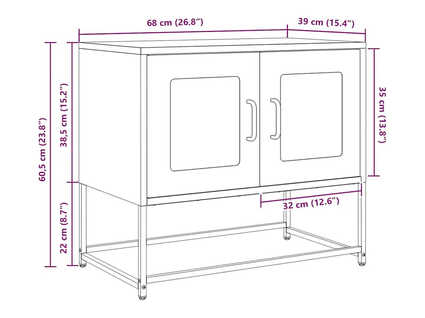 Móvel de TV 68x39x60,5 cm aço laminado a frio antracite
