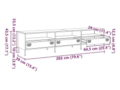 Móvel de TV 202x39x43,5 cm aço laminado a frio rosa