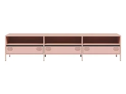 Móvel de TV 202x39x43,5 cm aço laminado a frio rosa