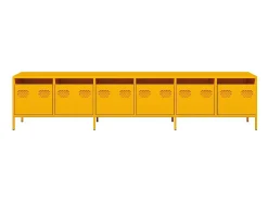 Móvel de TV 202x39x43,5 cm aço laminado a frio amarelo mostarda