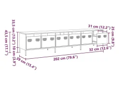 Móvel de TV 202x39x43,5 cm aço laminado a frio antracite