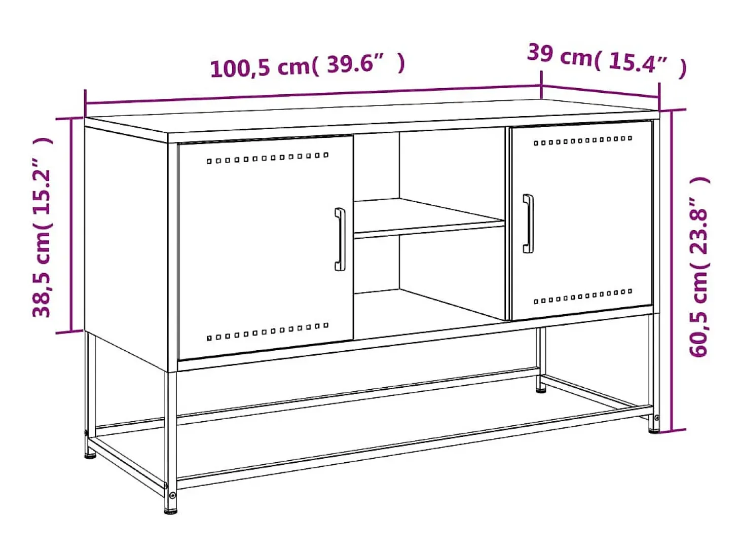 Móvel de TV 100,5x39x60,5 cm aço rosa