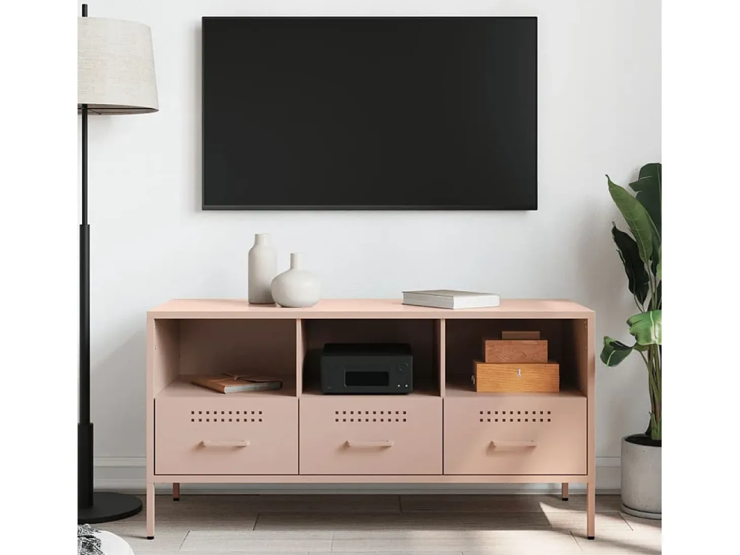 Móvel de TV 100,5x39x50,5 cm aço rosa PT361345