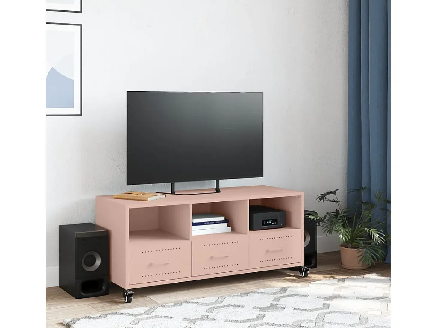 Móvel de TV 100,5x39x43,5 cm aço rosa PT293577