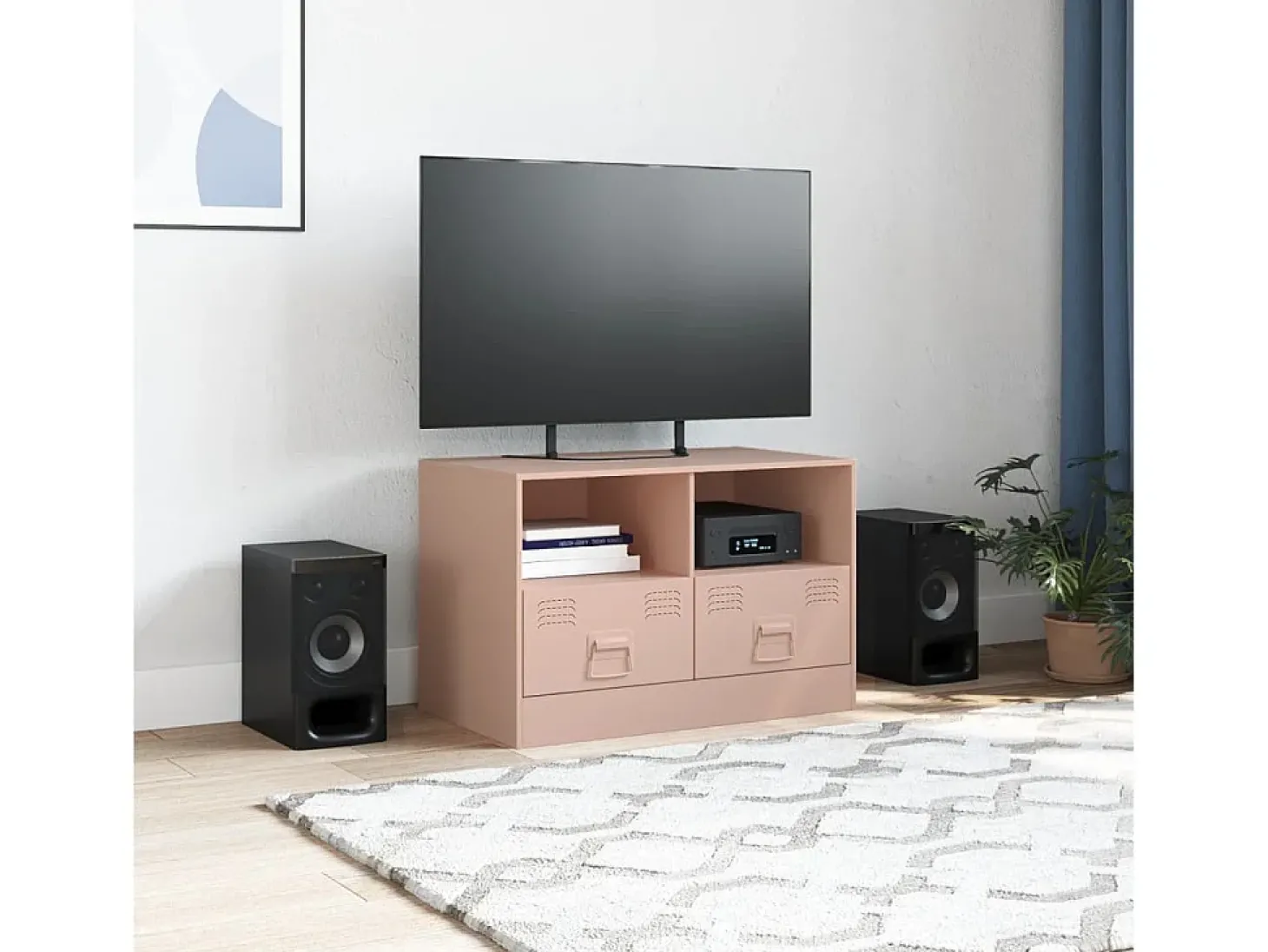 Móvel de TV 67x39x44 cm aço rosa PT946671
