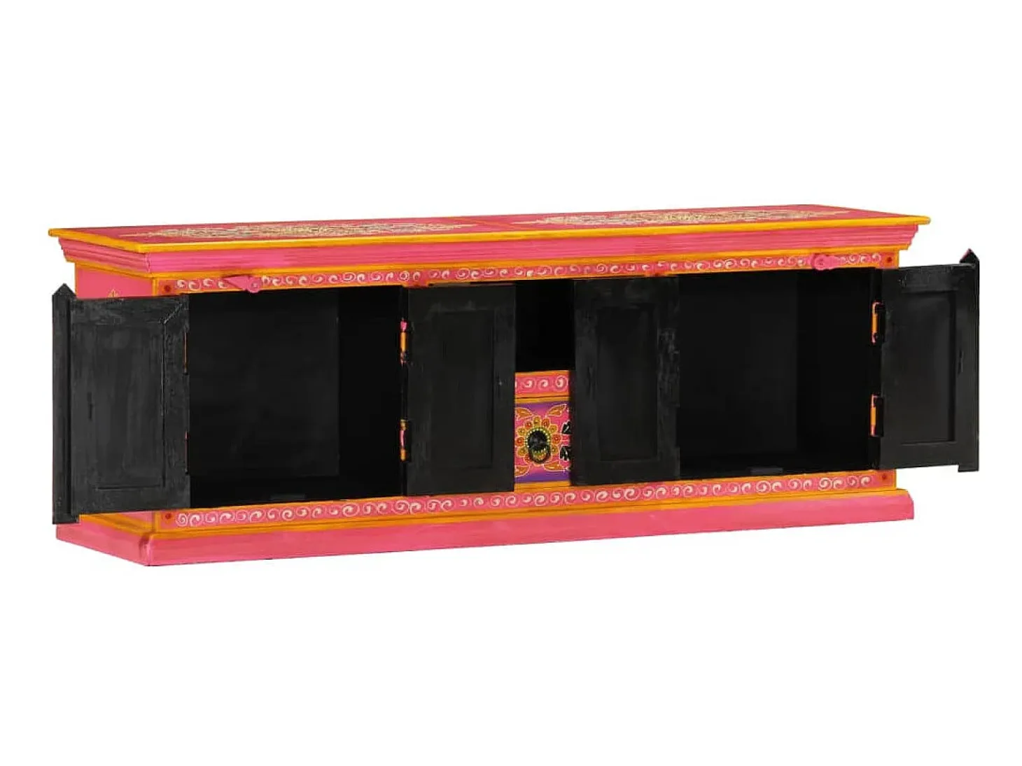 Móvel de TV 110x30x40 cm madeira de mangueira maciça rosa PT273453