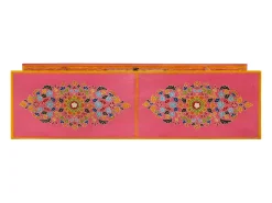 Móvel de TV 110x30x40 cm madeira de mangueira maciça rosa PT273453