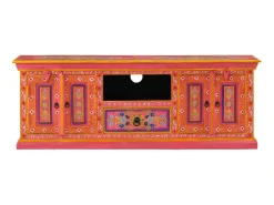 Móvel de TV 110x30x40 cm madeira de mangueira maciça rosa PT273453