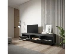 Móvel de TV, 240x35x57cm, Design industrial, Preto