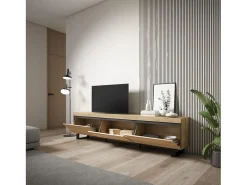 Móvel de TV, 240x35x57cm, Design industrial, Carvalho