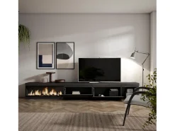 Móvel de TV, 317x35x45cm, Lareira eléctrica XXL, Preto