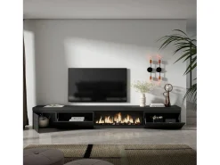 Móvel de TV, 317x35x45cm, Lareira eléctrica XXL, Preto