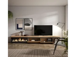 Móvel de TV, 317x35x45cm, Lareira eléctrica XXL, Carvalho