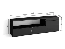 Móvel de TV, 150x35x45cm, Para televisores até 65", Estante para TV, Preto