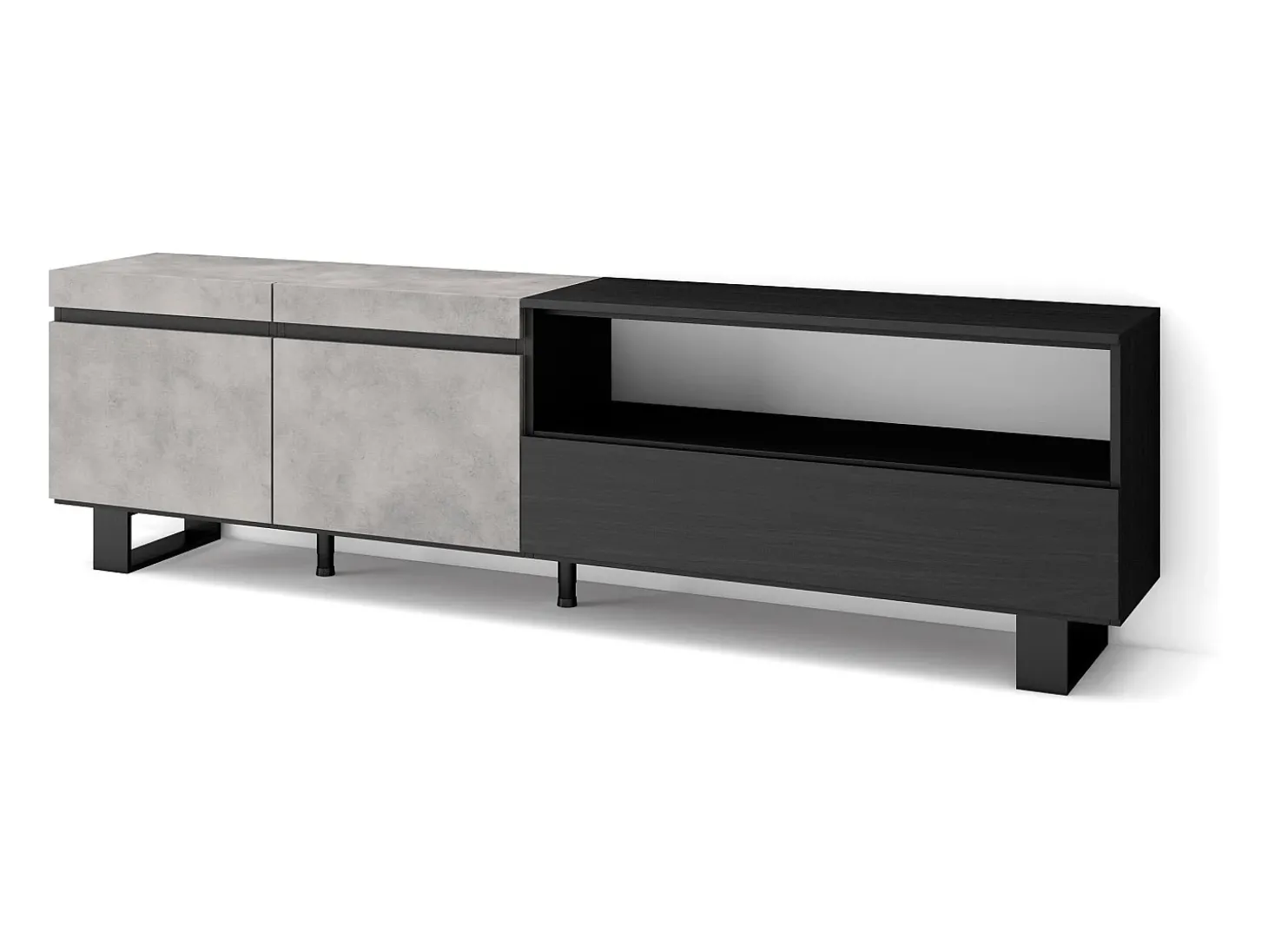 Móvel de TV, 200x35x57cm, Para televisores até 80", Design industrial, Cimento