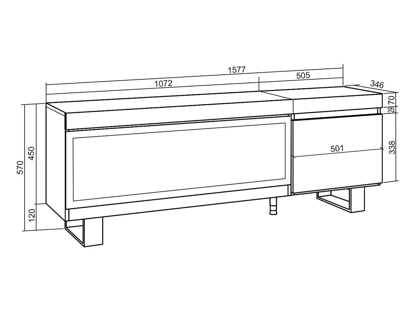Móvel de TV, 158x35x57cm, Para televisores até 65", Lareira eléctrica XXL, Design industrial, Cimento