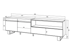Móvel de TV, 200x35x57cm, Para televisores até 80", Design industrial, Cimento