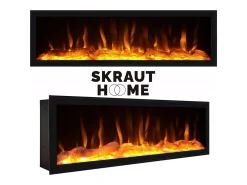 Móvel de TV, 208x35x45cm, Para televisores até 80", Lareira eléctrica XXL, Suspensos, Cimento