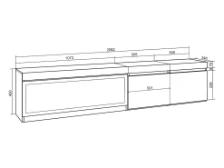Móvel de TV, 208x35x45cm, Para televisores até 80