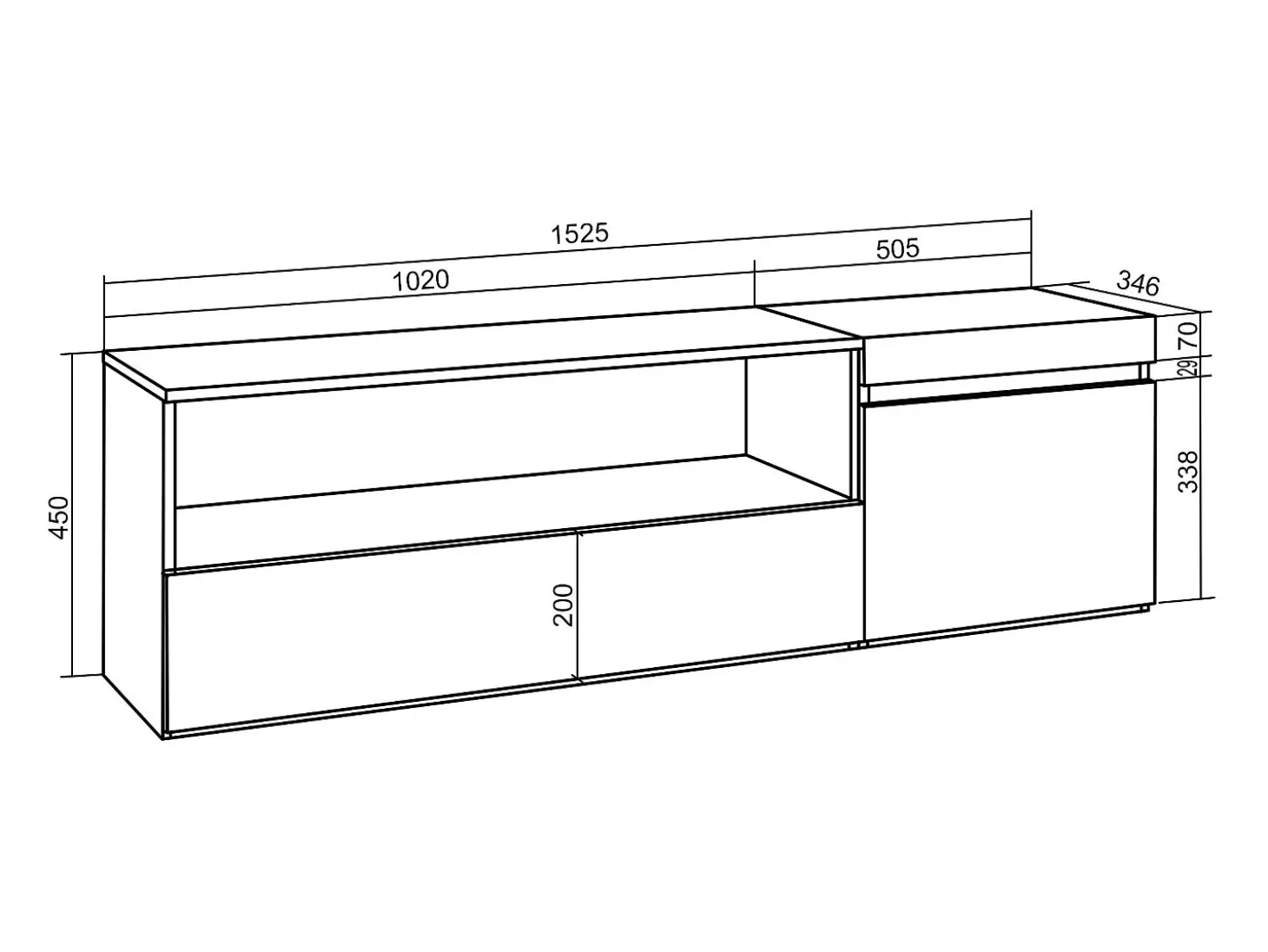 Móvel de TV, 150x35x45cm, Para televisores até 65", Estante para TV, Cimento