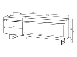 Móvel de TV, 158x35x57cm, Para televisores até 65", Lareira eléctrica XXL, Design industrial, Cimento