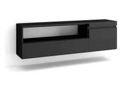 Móvel de TV, 150x35x45cm, Para televisores até 65", Suspensos, Preto