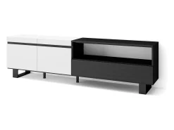 Móvel de TV, 200x35x57cm, Para televisores até 80", Design industrial, Branco e preto