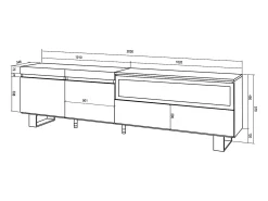 Móvel de TV, 200x35x57cm, Para televisores até 80