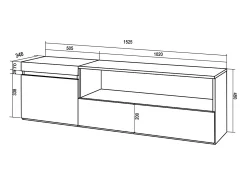 Móvel de TV, 150x35x45cm, Para televisores até 65", Estante para TV, Carvahlo e preto