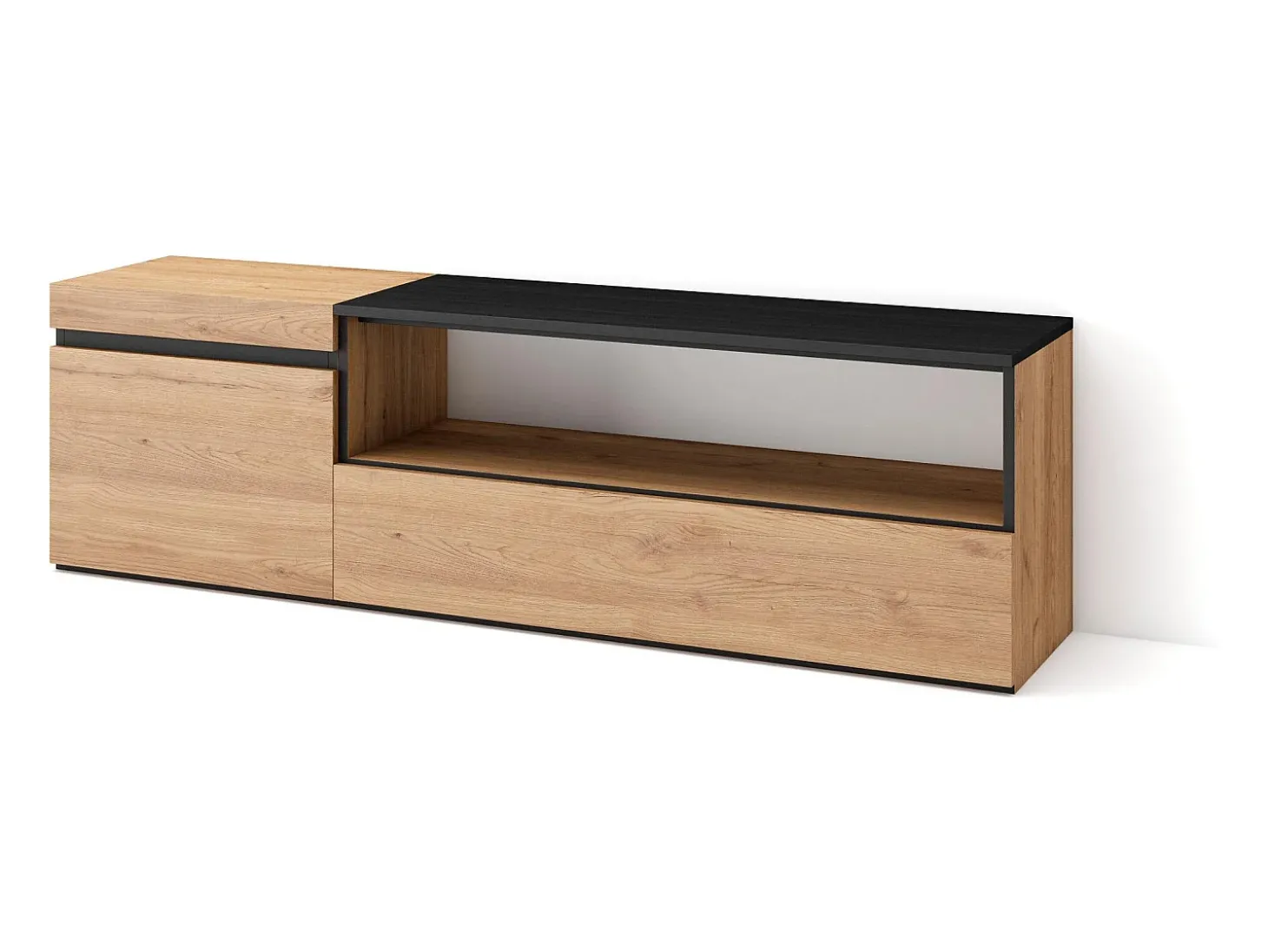 Móvel de TV, 150x35x45cm, Para televisores até 65", Estante para TV, Carvahlo e preto
