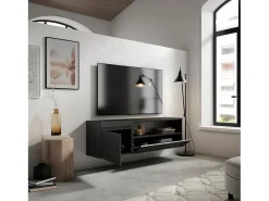 Móvel de TV, 150x35x45cm, Para televisores até 65", Suspensos, Preto