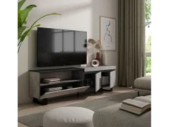 Móvel de TV, 200x35x57cm, Para televisores até 80", Design industrial, Cimento