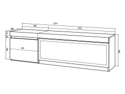 Móvel de TV, 158x35x45cm, Para televisores até 65", Lareira eléctrica XXL, Suspensos, Carvahlo