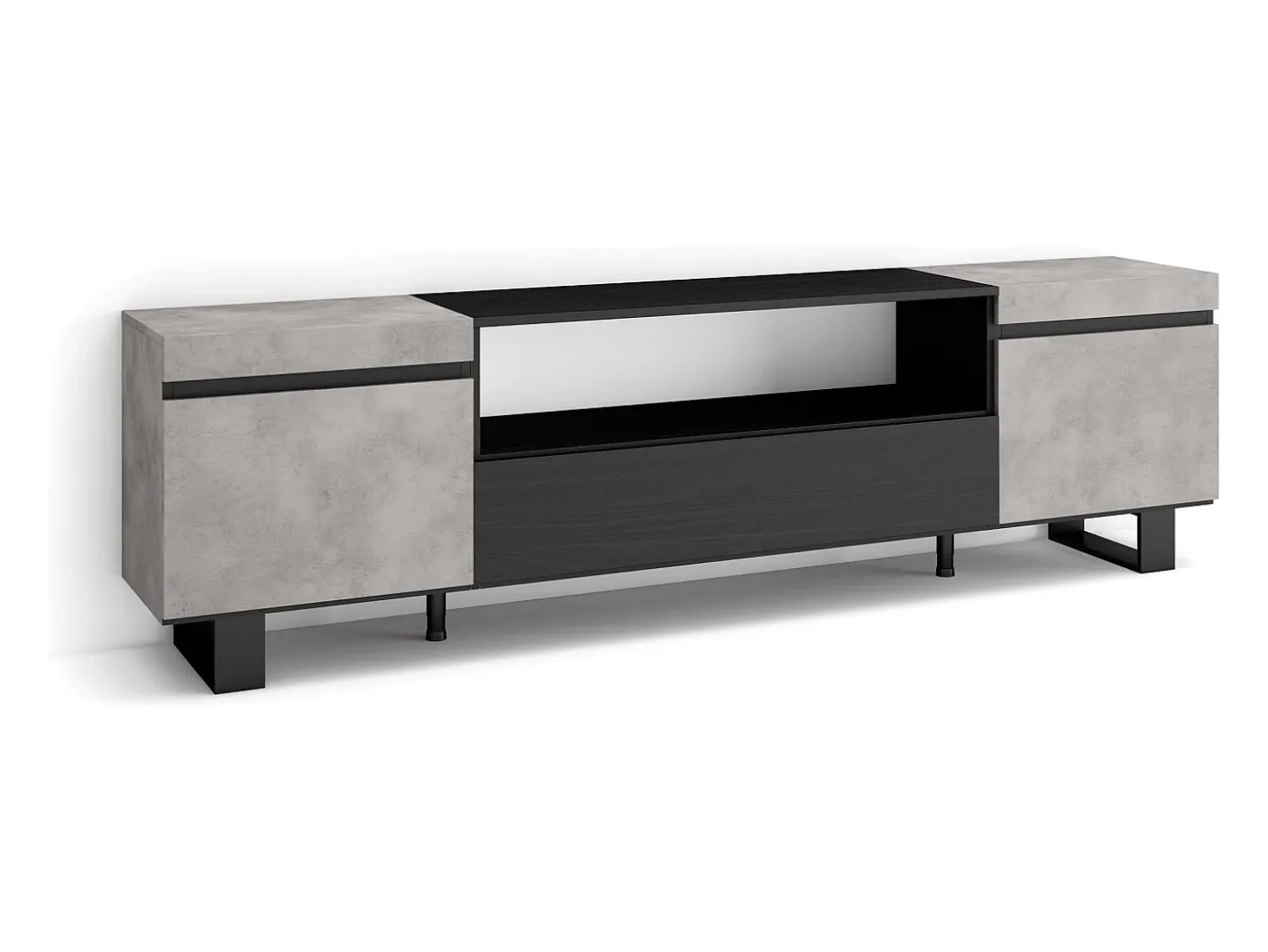 Móvel de TV, 200x35x57cm, Para televisores até 80", Design industrial, Cimento