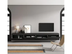 Móvel de TV, 320x35x45cm, TV de grande formato, Suspensos, Preto